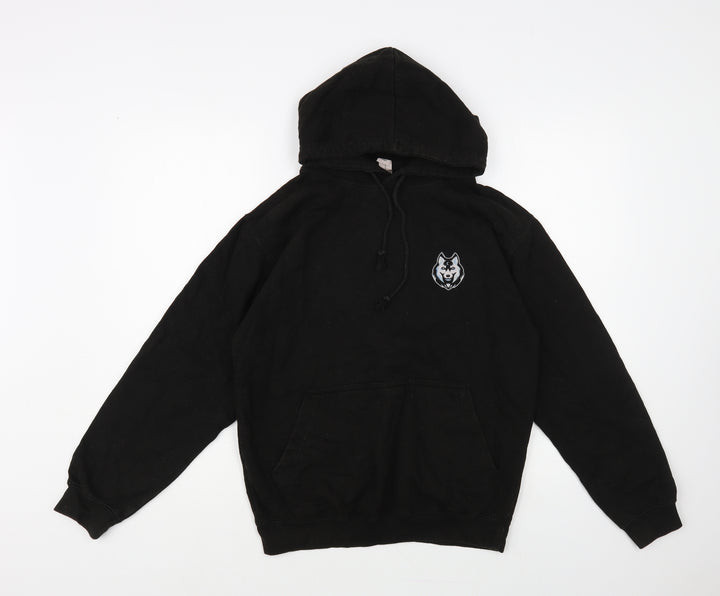 Awdis Mens Black Cotton Pullover Hoodie Size S - Wolf