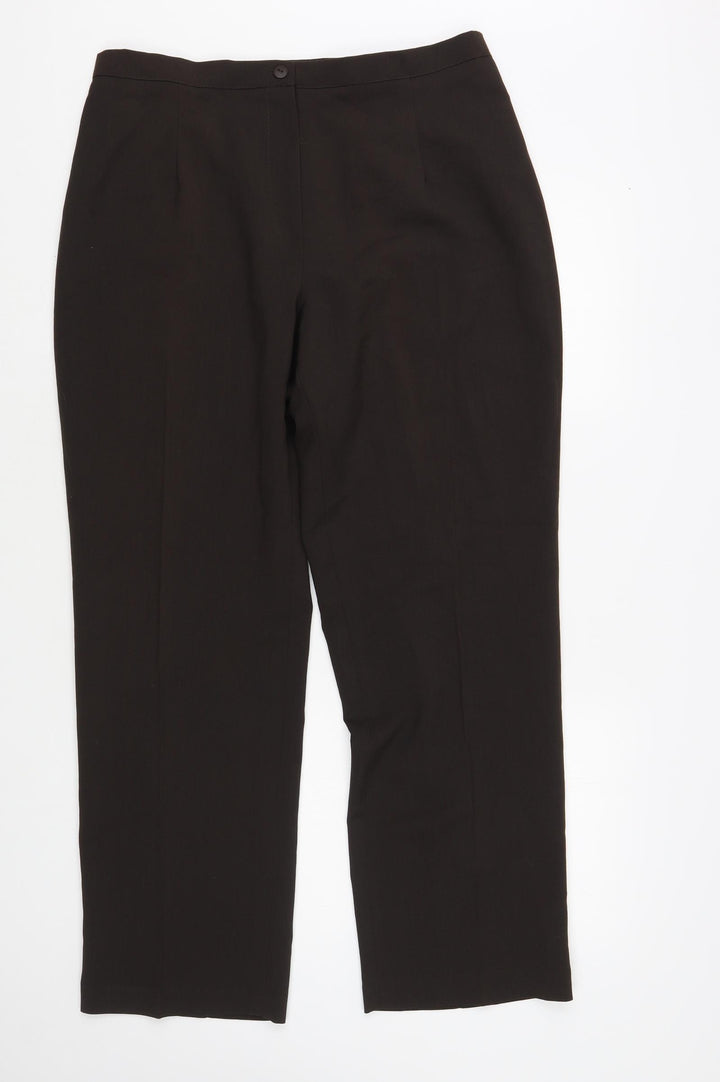 BASSINI Womens Brown Polyester Trousers Size 16 L30 in Regular Button