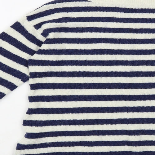 H&M Girls Ivory Crew Neck Striped Acrylic Pullover Jumper Size 10-11 Years Pullover - Love