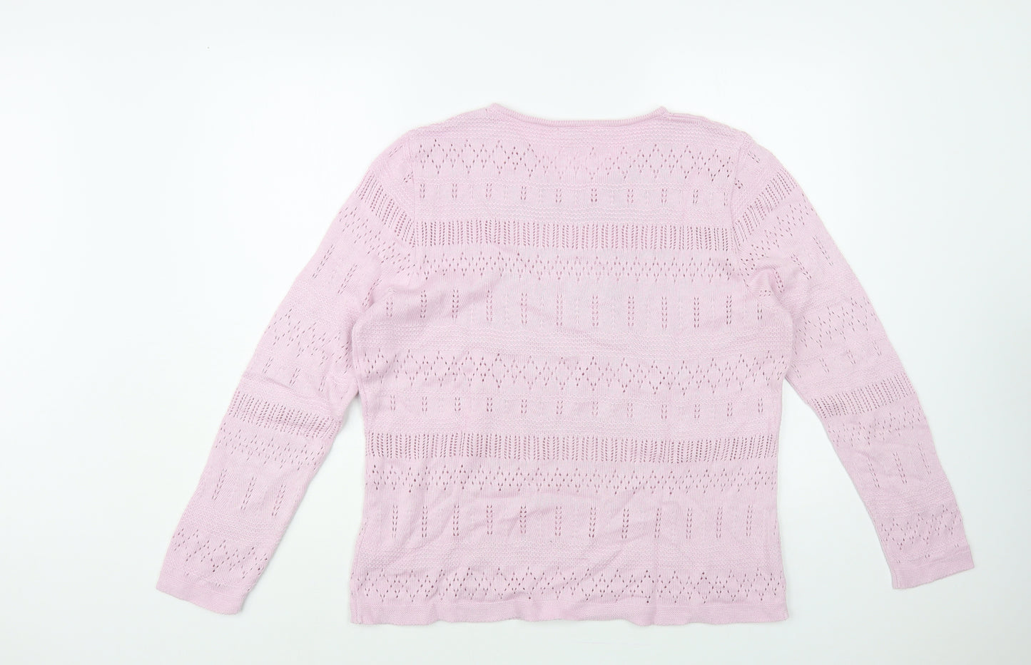 Damart Womens Pink V-Neck Acrylic Pullover Jumper Size 18