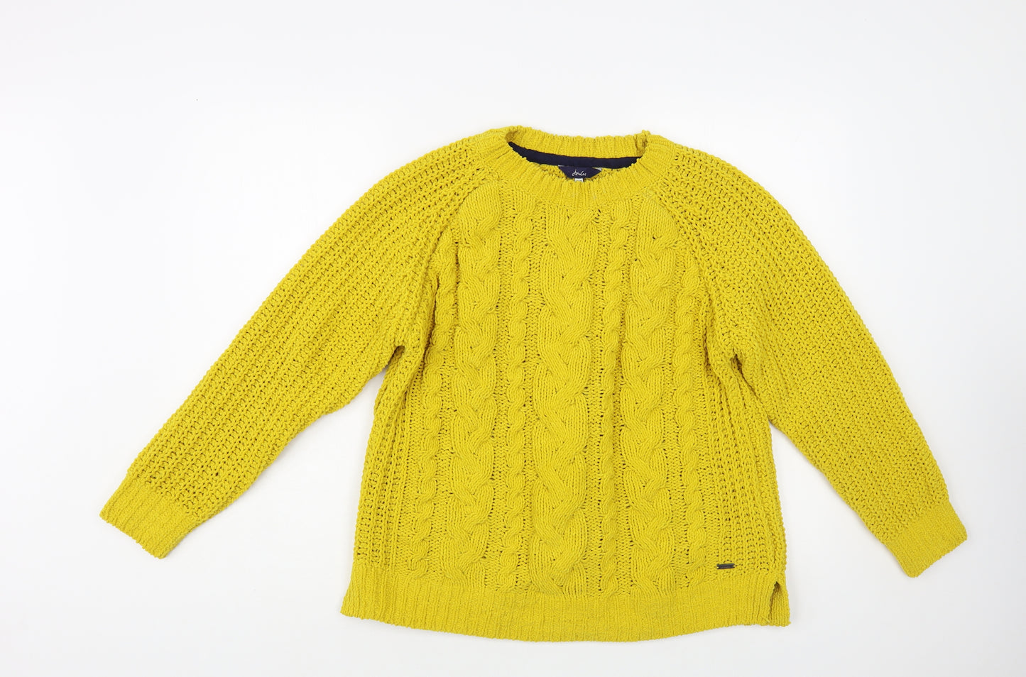 Joules Womens Yellow Crew Neck Polyester Pullover Jumper Size 14