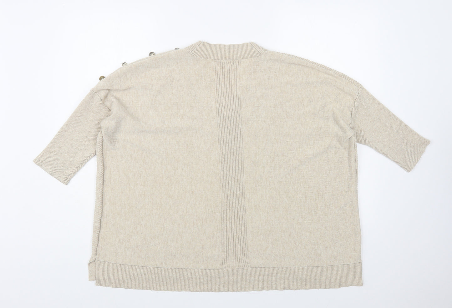 River Island Womens Beige V-Neck Polyester Pullover Jumper Size 14