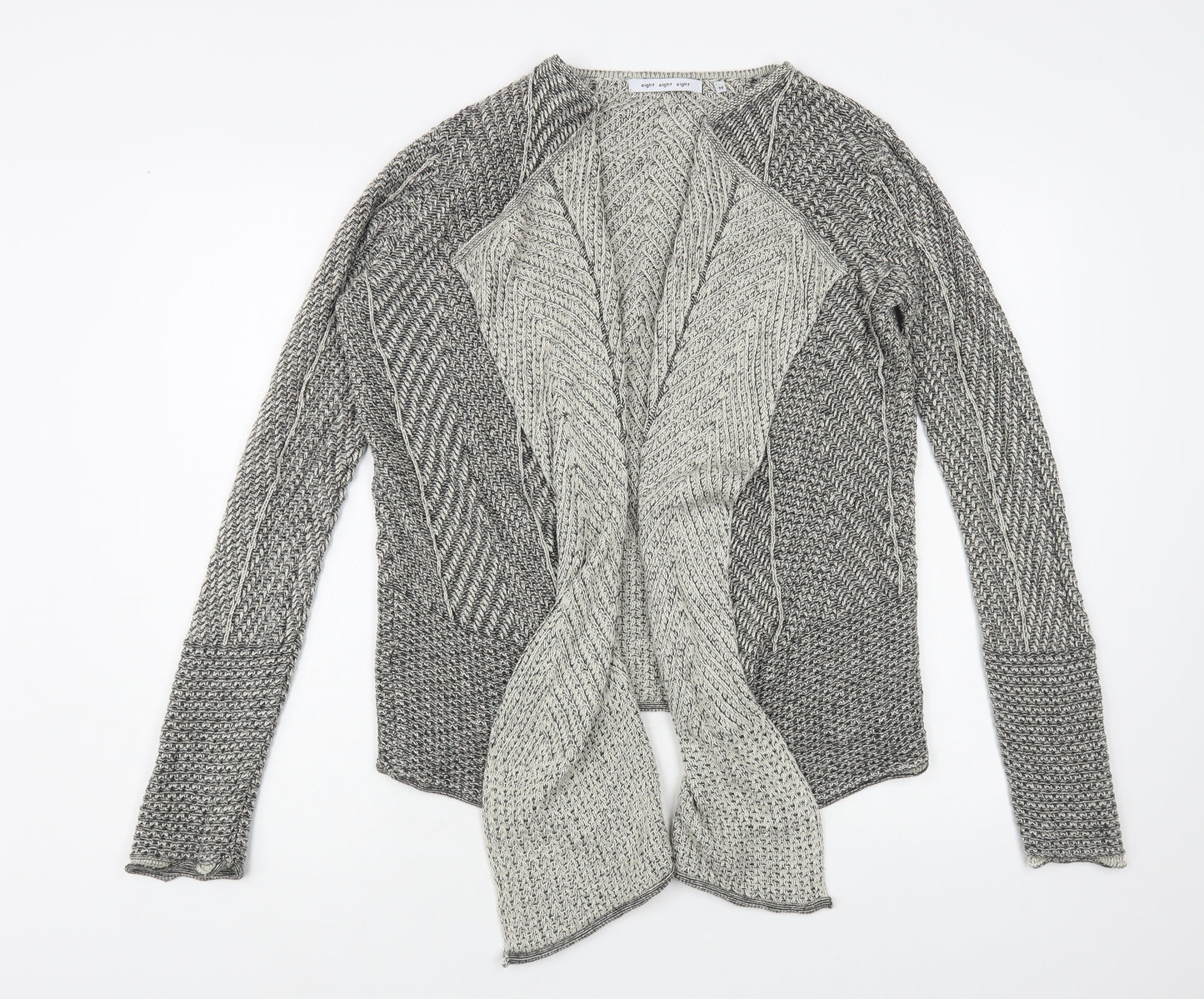 Eight Eight Eight Womens Grey V-Neck Cotton Cardigan Jumper Size M