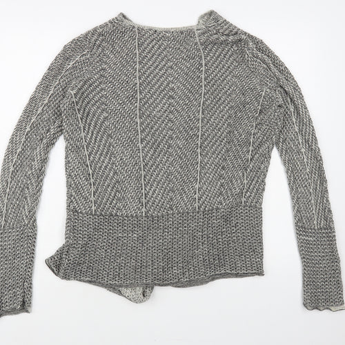 Eight Eight Eight Womens Grey V-Neck Cotton Cardigan Jumper Size M