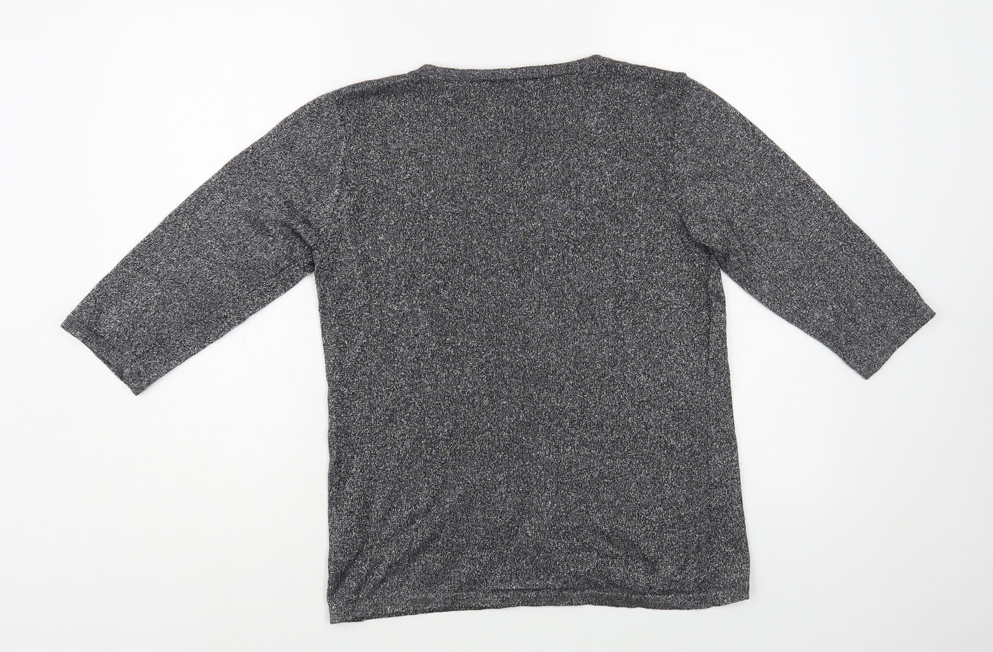 Anna Rose Womens Silver Scoop Neck Cotton Pullover Jumper Size M