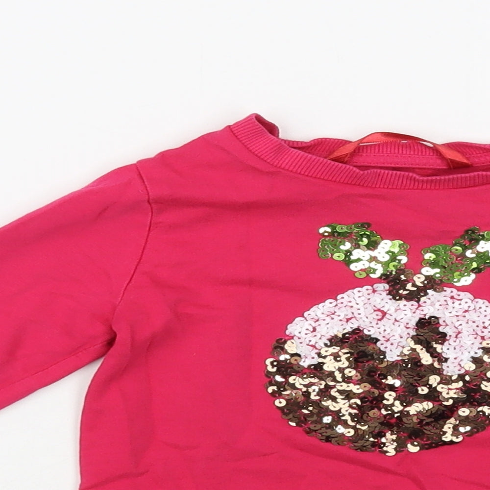 Matalan Girls Pink Cotton Pullover Sweatshirt Size 4-5 Years Pullover - Christmas Pudding
