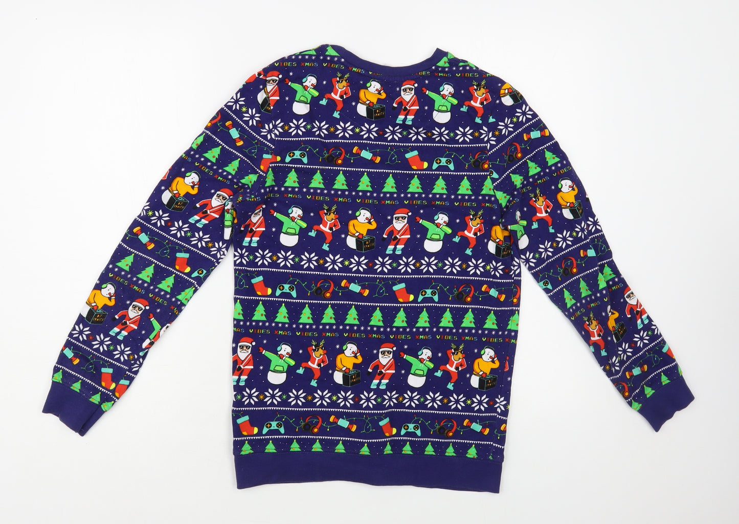 George Boys Blue Fair Isle Cotton Pullover Sweatshirt Size 10-11 Years Pullover - Christmas