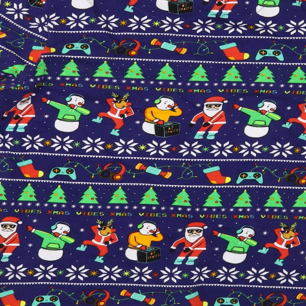 George Boys Blue Fair Isle Cotton Pullover Sweatshirt Size 10-11 Years Pullover - Christmas