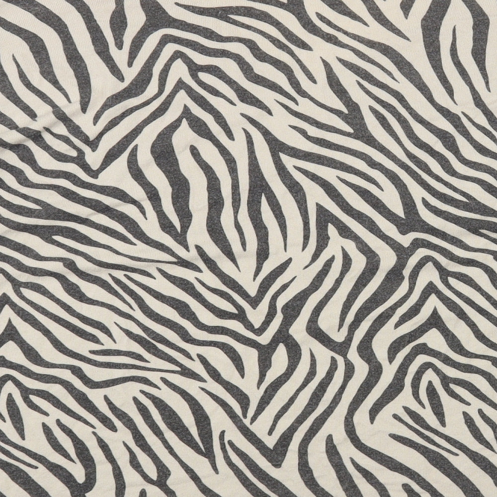 New Collection Womens Beige V-Neck Animal Print Viscose Pullover Jumper Size XL