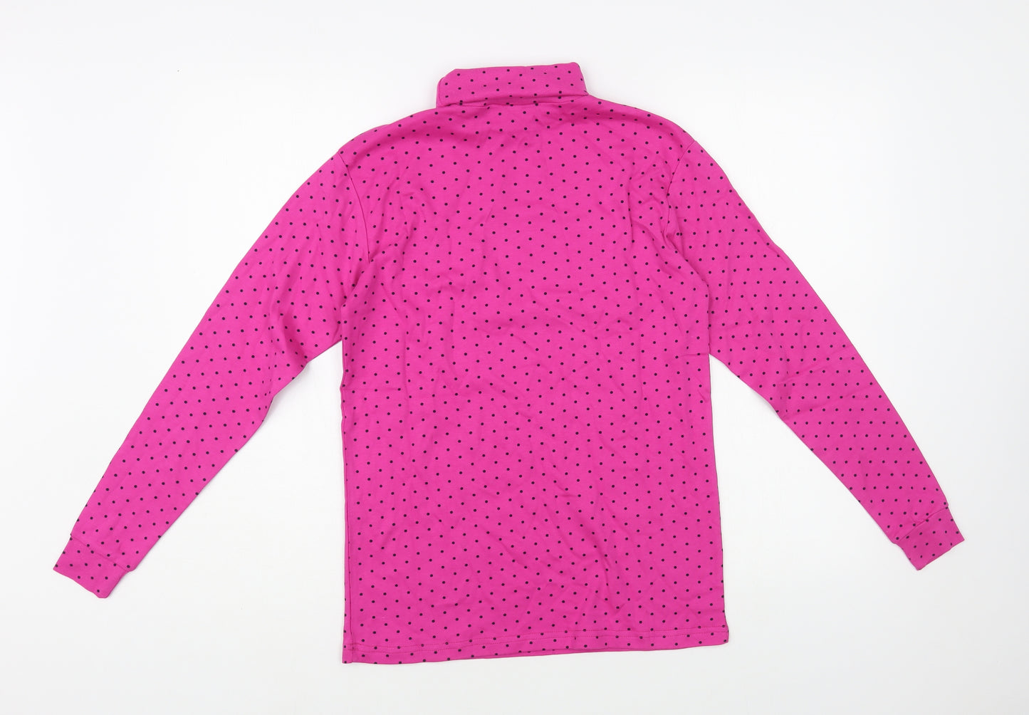 NewMarket Womens Pink Polka Dot Cotton Basic T-Shirt Size XS Roll Neck