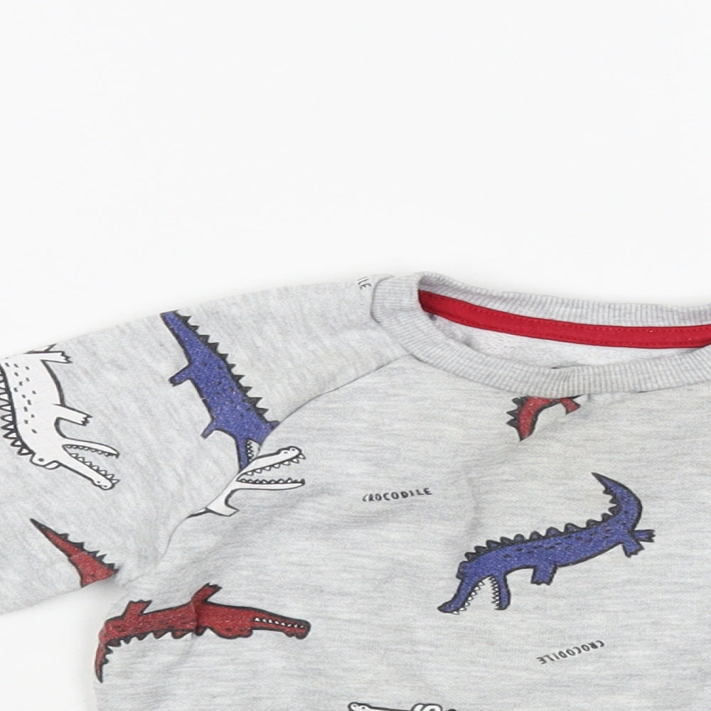 Primark Baby Grey Geometric Cotton Pullover Jumper Size 12-18 Months Pullover - Dinosaur Print
