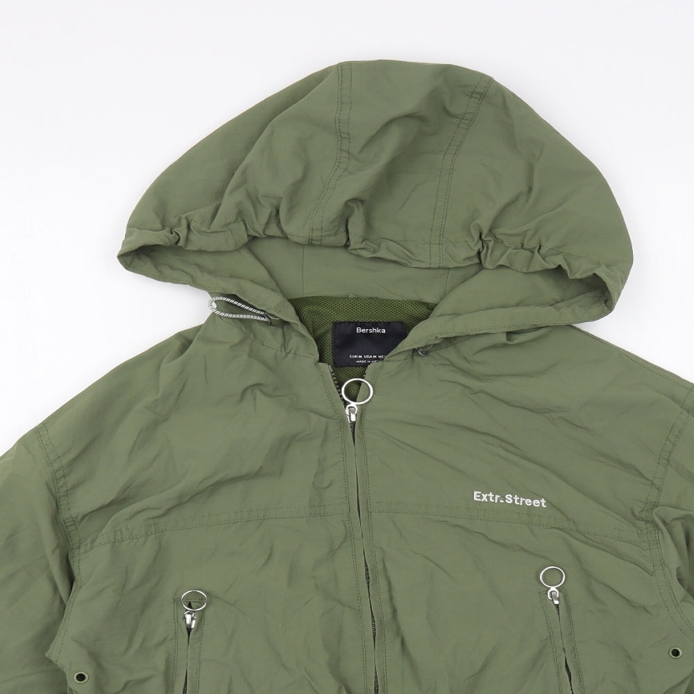 Bershka Womens Green Windbreaker Jacket Size M Zip