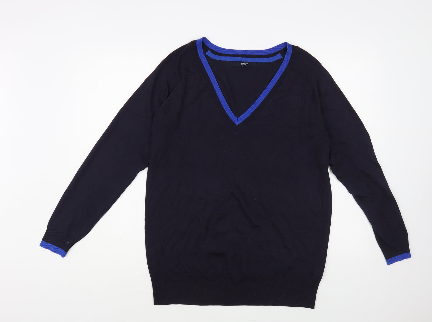 NEXT Mens Blue V-Neck Polyurethane Pullover Jumper Size M