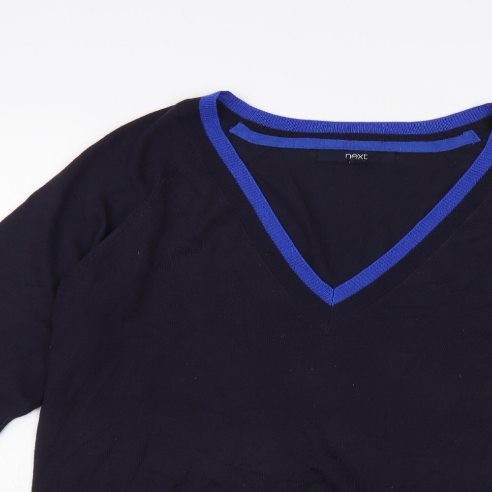 NEXT Mens Blue V-Neck Polyurethane Pullover Jumper Size M
