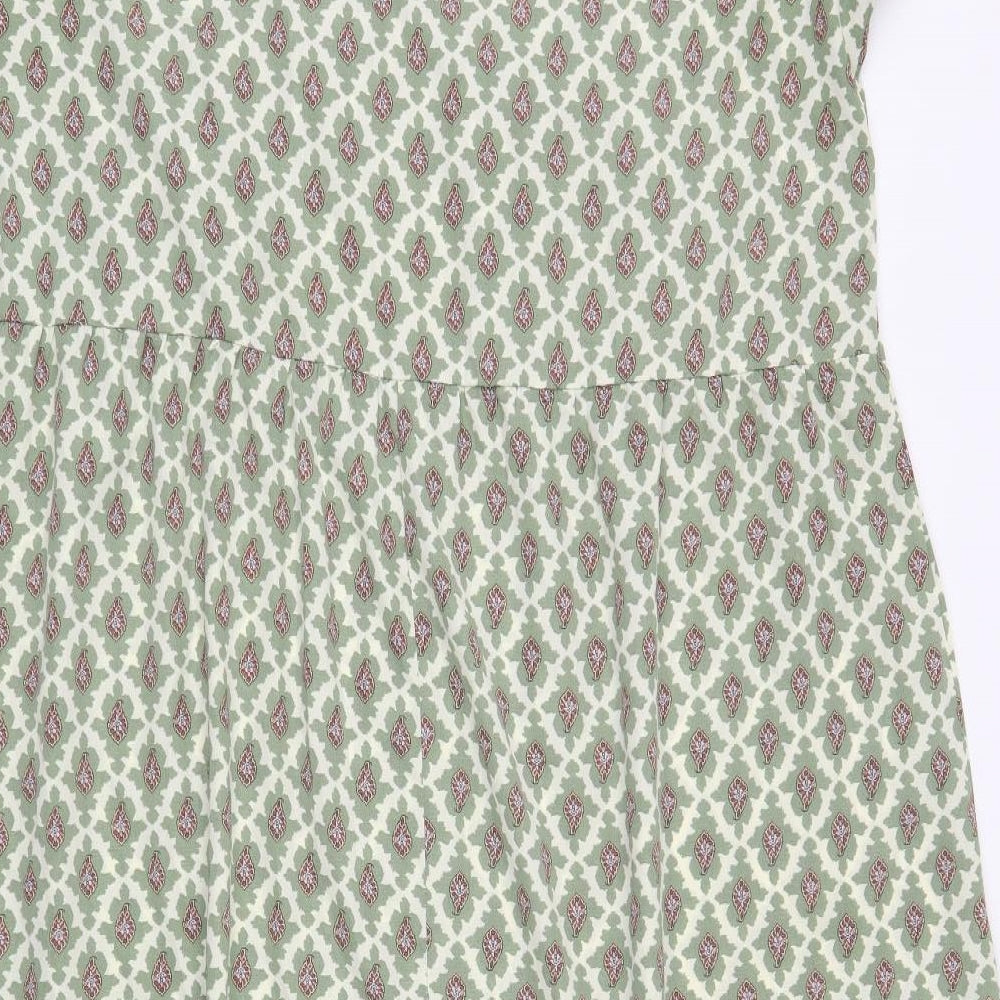 Emery Rose Womens Green Paisley Polyester Maxi Size 2XL V-Neck Pullover
