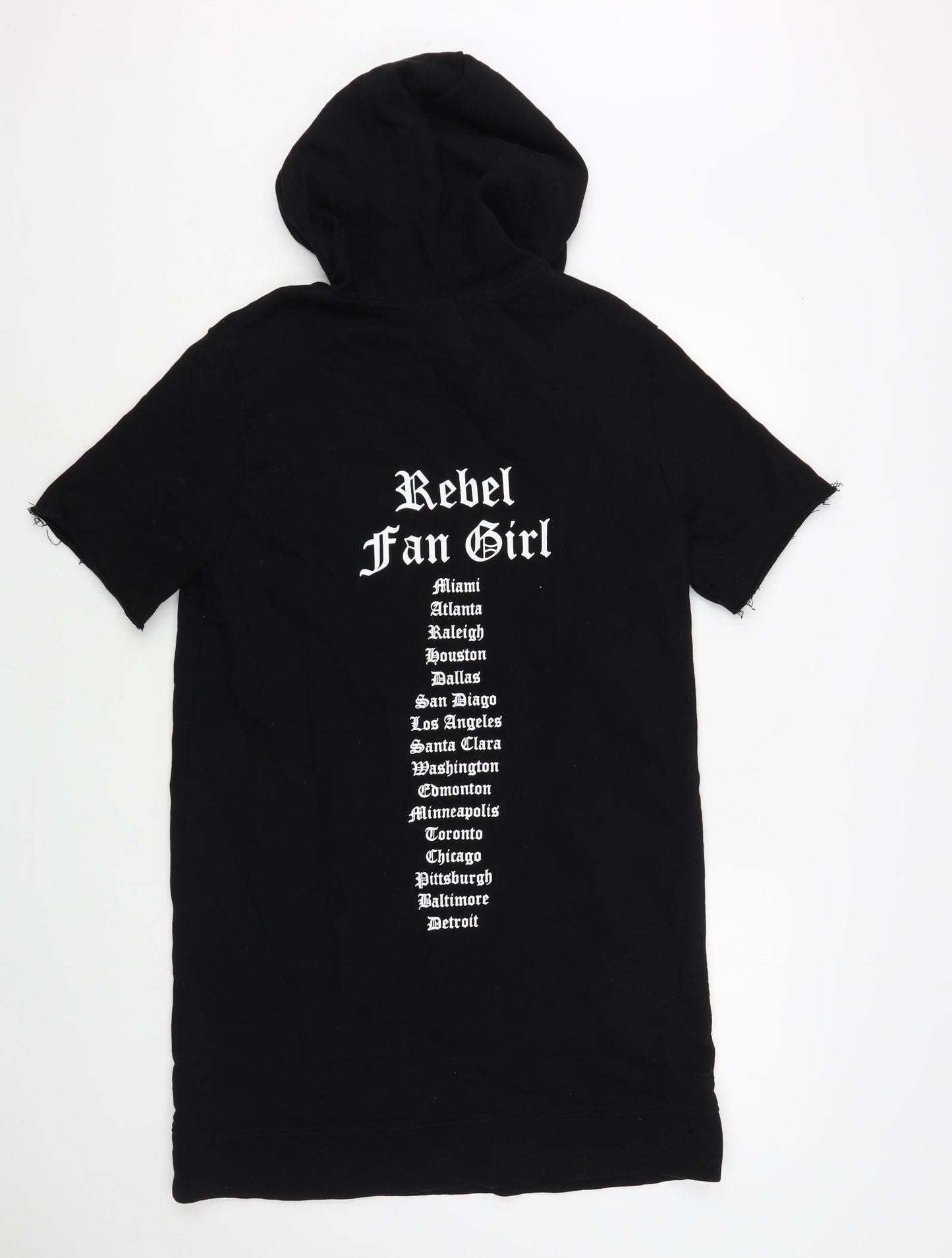 H&M Womens Black Cotton Tunic Hoodie Size 14 Pullover