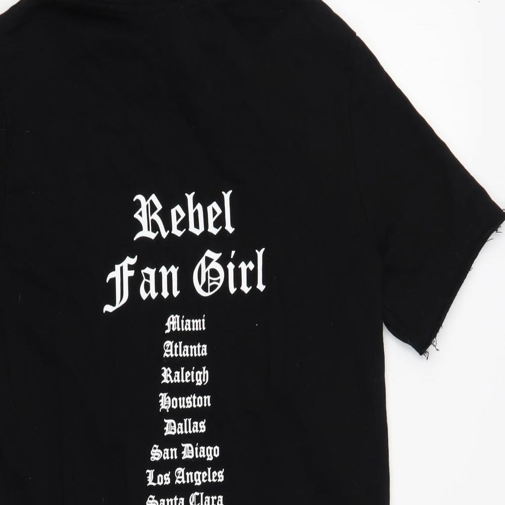 H&M Womens Black Cotton Tunic Hoodie Size 14 Pullover