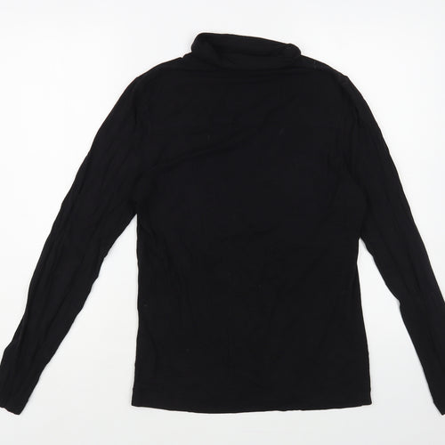 TU Womens Black Cotton Basic T-Shirt Size 12 Roll Neck