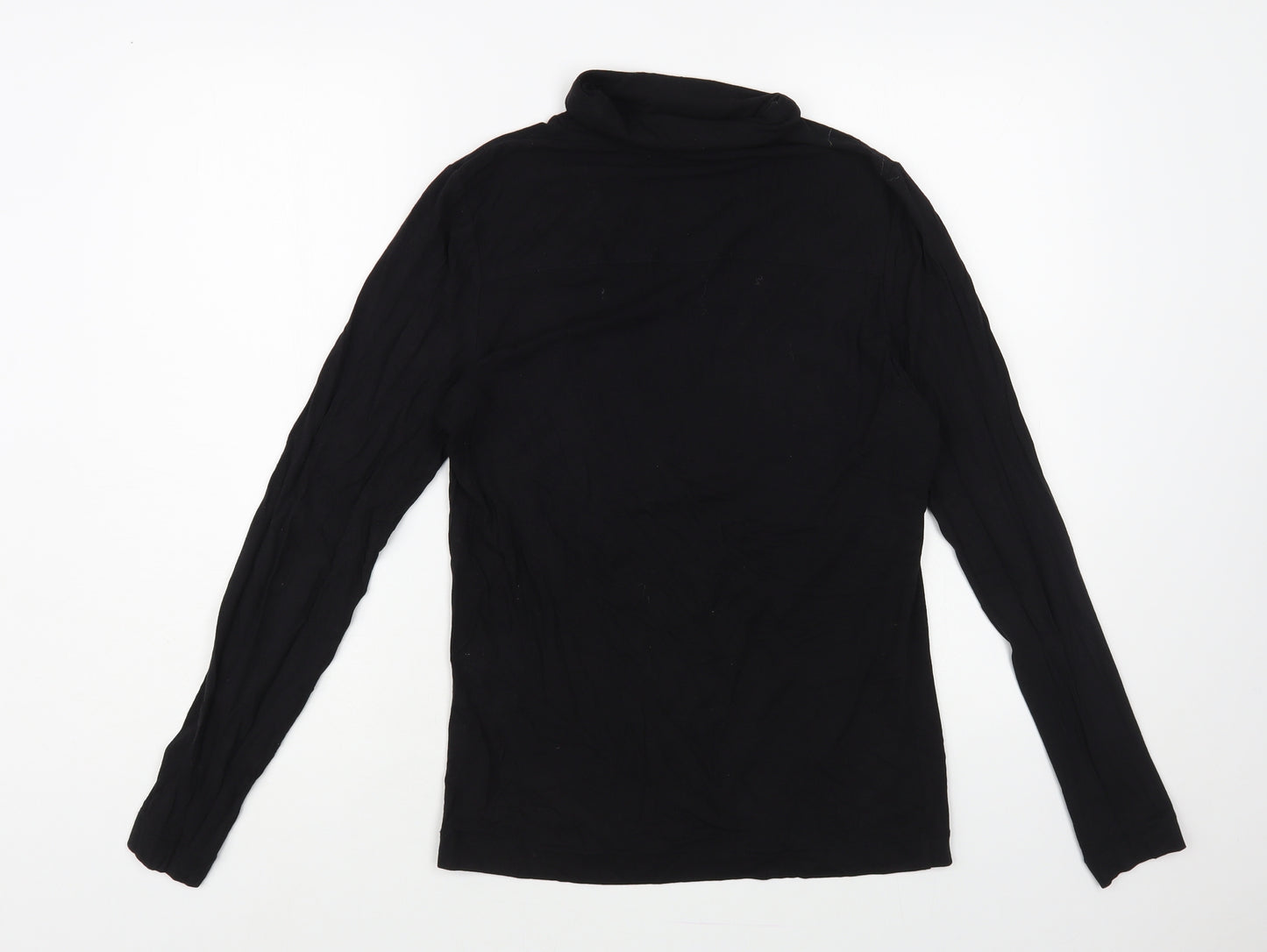TU Womens Black Cotton Basic T-Shirt Size 12 Roll Neck