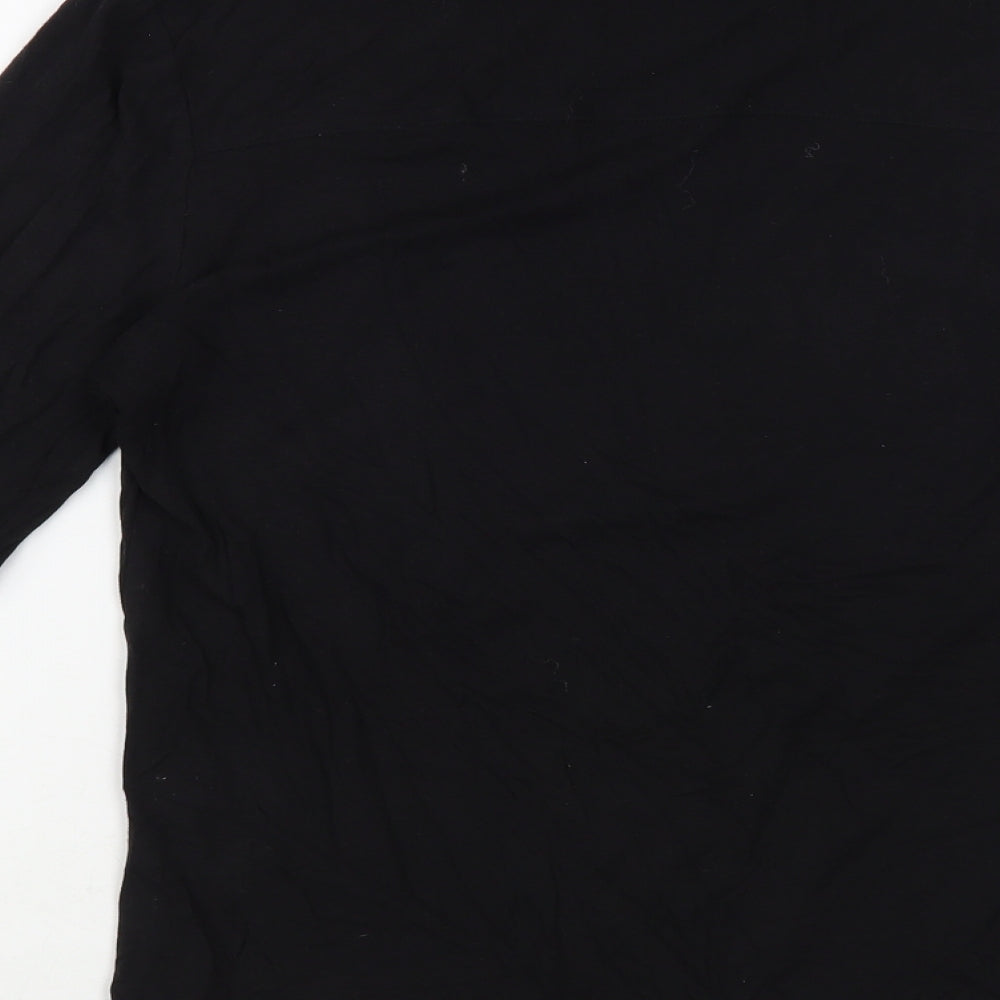 TU Womens Black Cotton Basic T-Shirt Size 12 Roll Neck