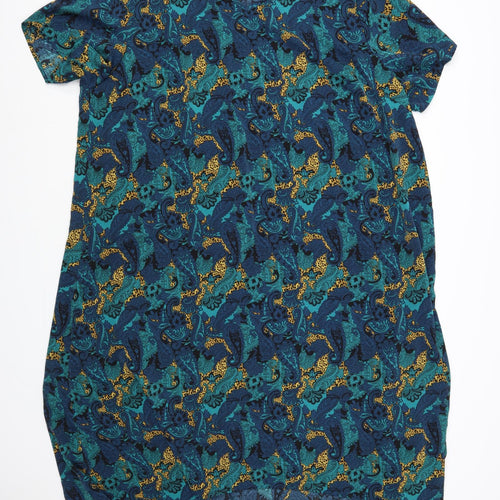 Emery Rose Womens Green Paisley Polyester Kaftan Size 4XL V-Neck Pullover