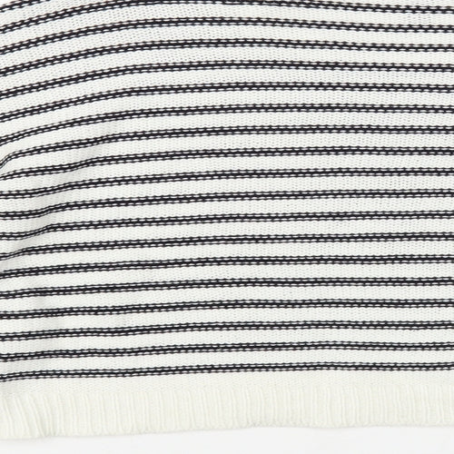 H&M Womens White Boat Neck Striped Acrylic Pullover Jumper Size 6