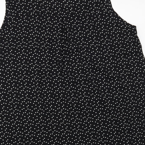 Sheilay Womens Black Geometric Polyester Basic Blouse Size 3XL V-Neck - Heart pattern