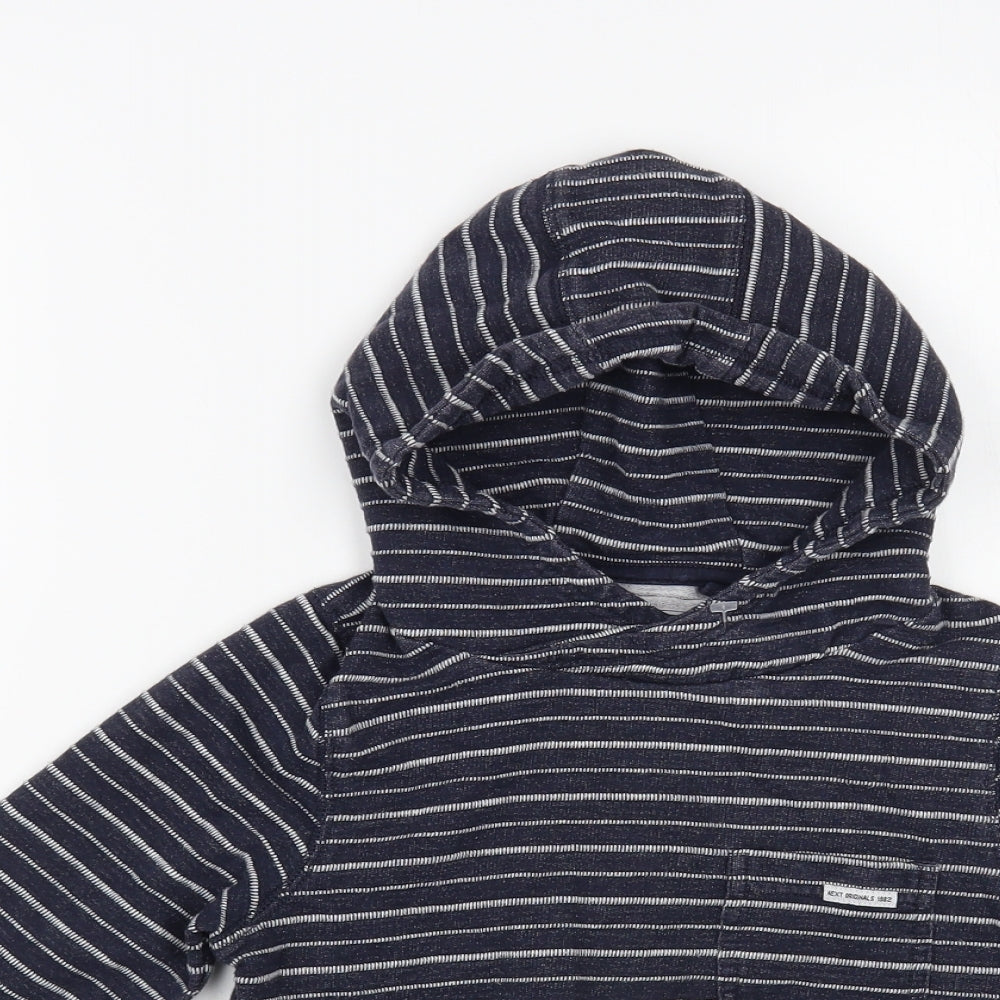 NEXT Boys Blue Striped Cotton Pullover Hoodie Size 6 Years Pullover