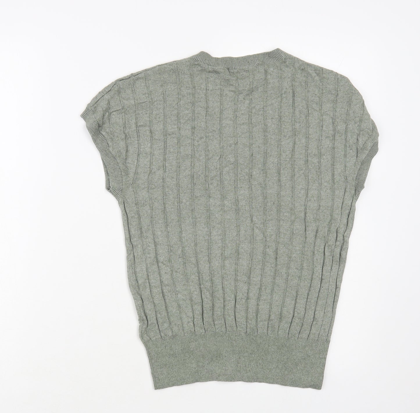 Marks and Spencer Womens Green V-Neck Viscose Vest Jumper Size M