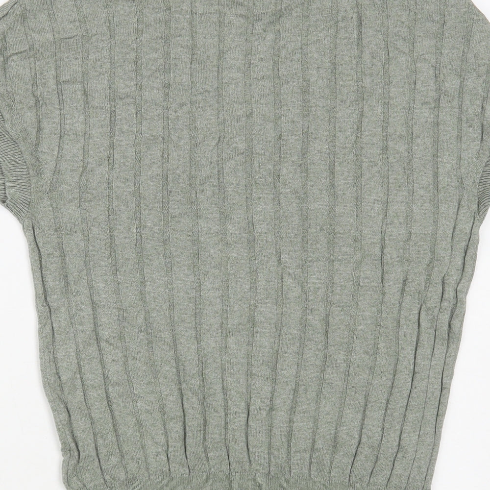 Marks and Spencer Womens Green V-Neck Viscose Vest Jumper Size M