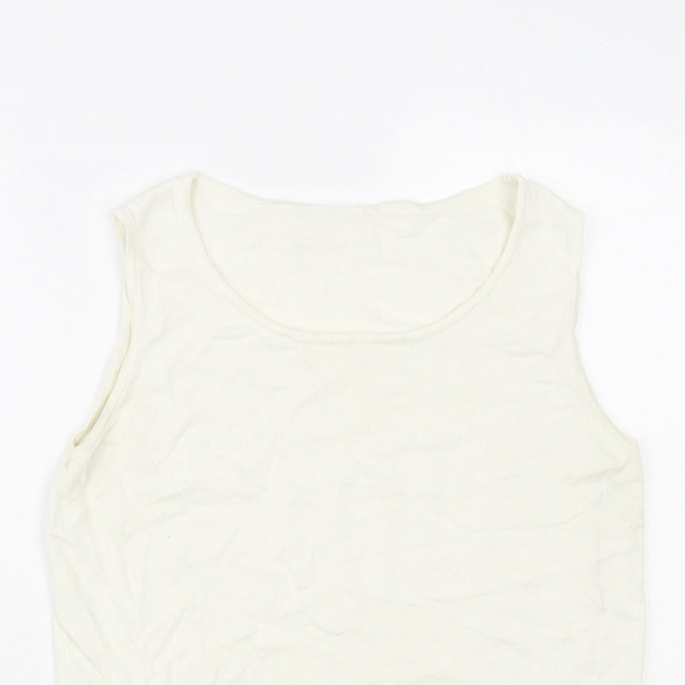 Emreco Womens Ivory Cotton Basic Tank Size M Boat Neck