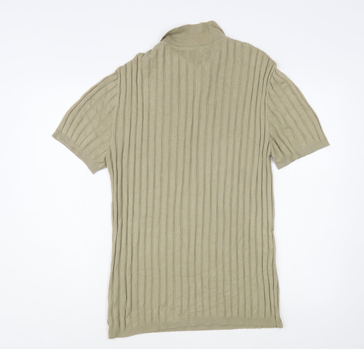 River is Mens Beige Collared Cotton Pullover Jumper Size M