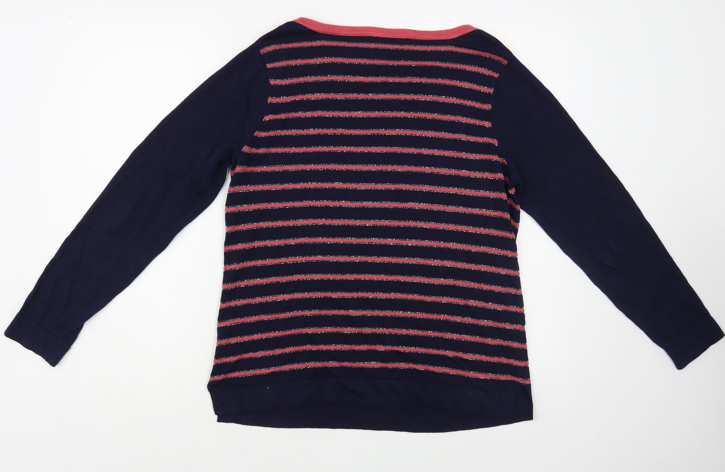 Bonmarché Womens Blue Boat Neck Striped Cotton Pullover Jumper Size 12