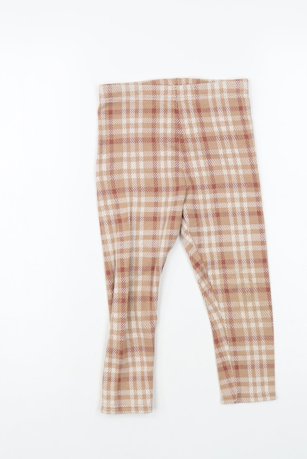 NEXT Girls Pink Plaid Cotton Jogger Trousers Size 5-6 Years Regular - Leggings