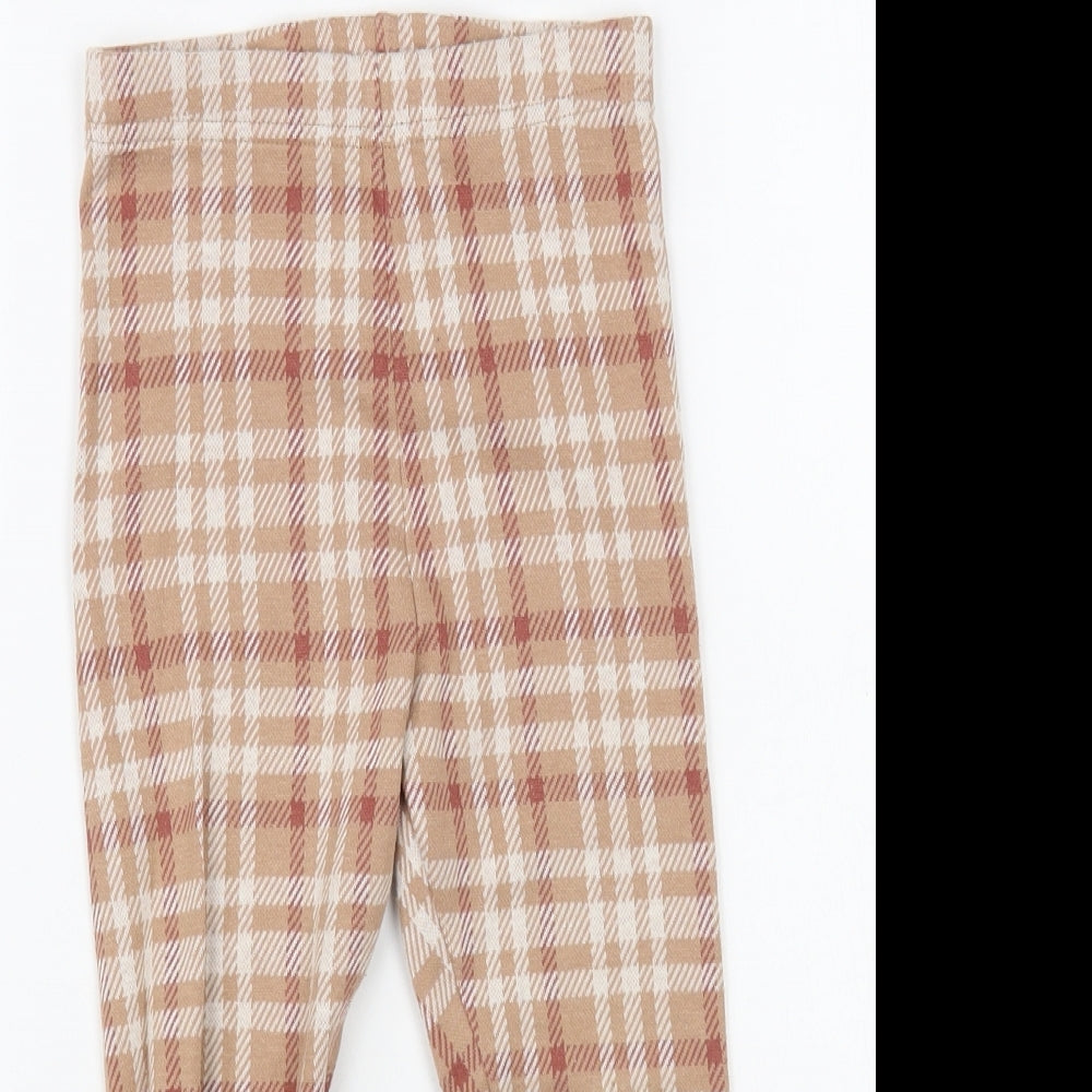 NEXT Girls Pink Plaid Cotton Jogger Trousers Size 5-6 Years Regular - Leggings