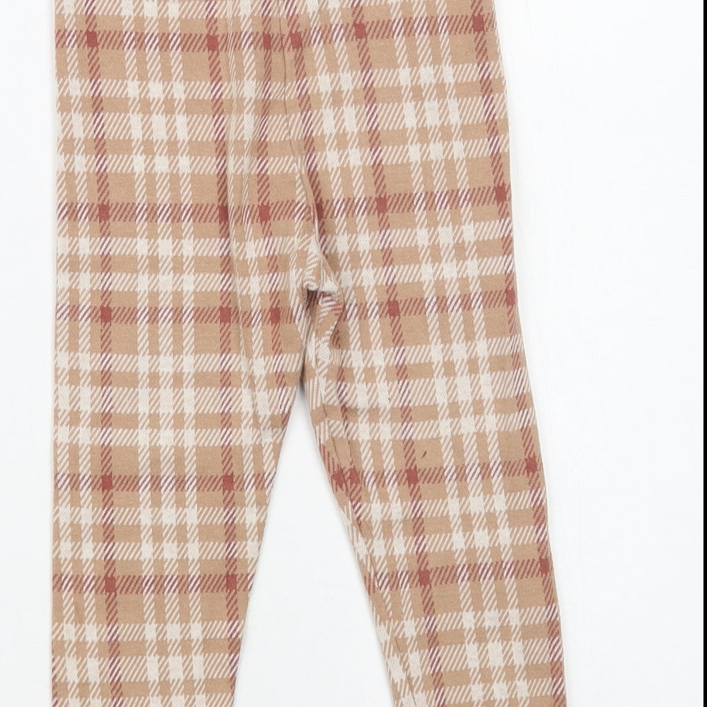 NEXT Girls Pink Plaid Cotton Jogger Trousers Size 5-6 Years Regular - Leggings