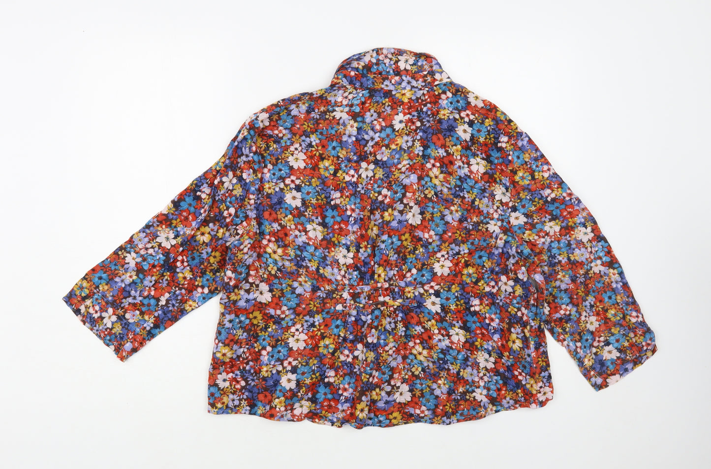 Alfred Dunner Womens Multicoloured Floral Cotton Basic Button-Up Size 18 Collared