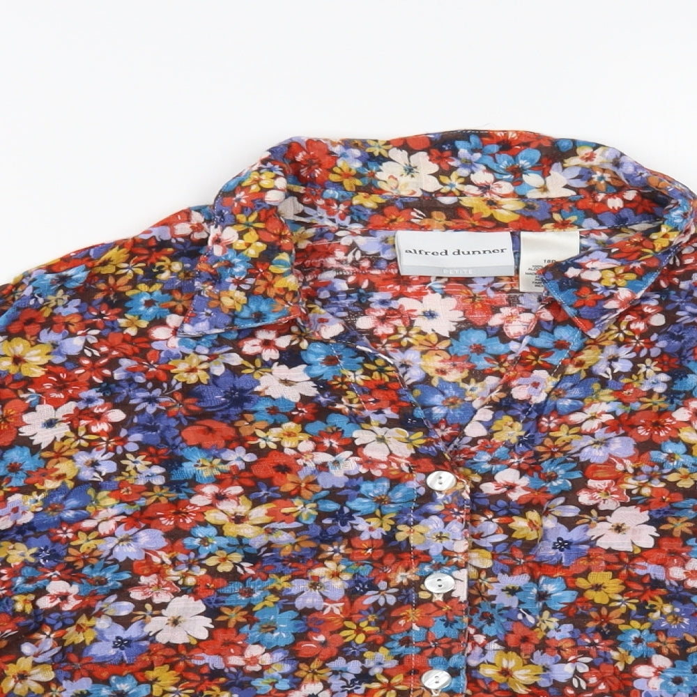 Alfred Dunner Womens Multicoloured Floral Cotton Basic Button-Up Size 18 Collared