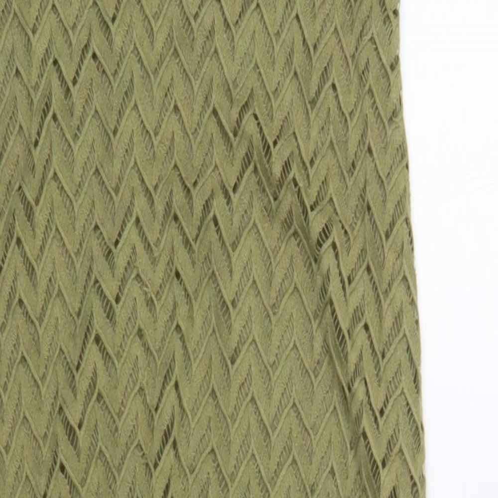 GUESS Womens Green Polyester Maxi Size M V-Neck Pullover