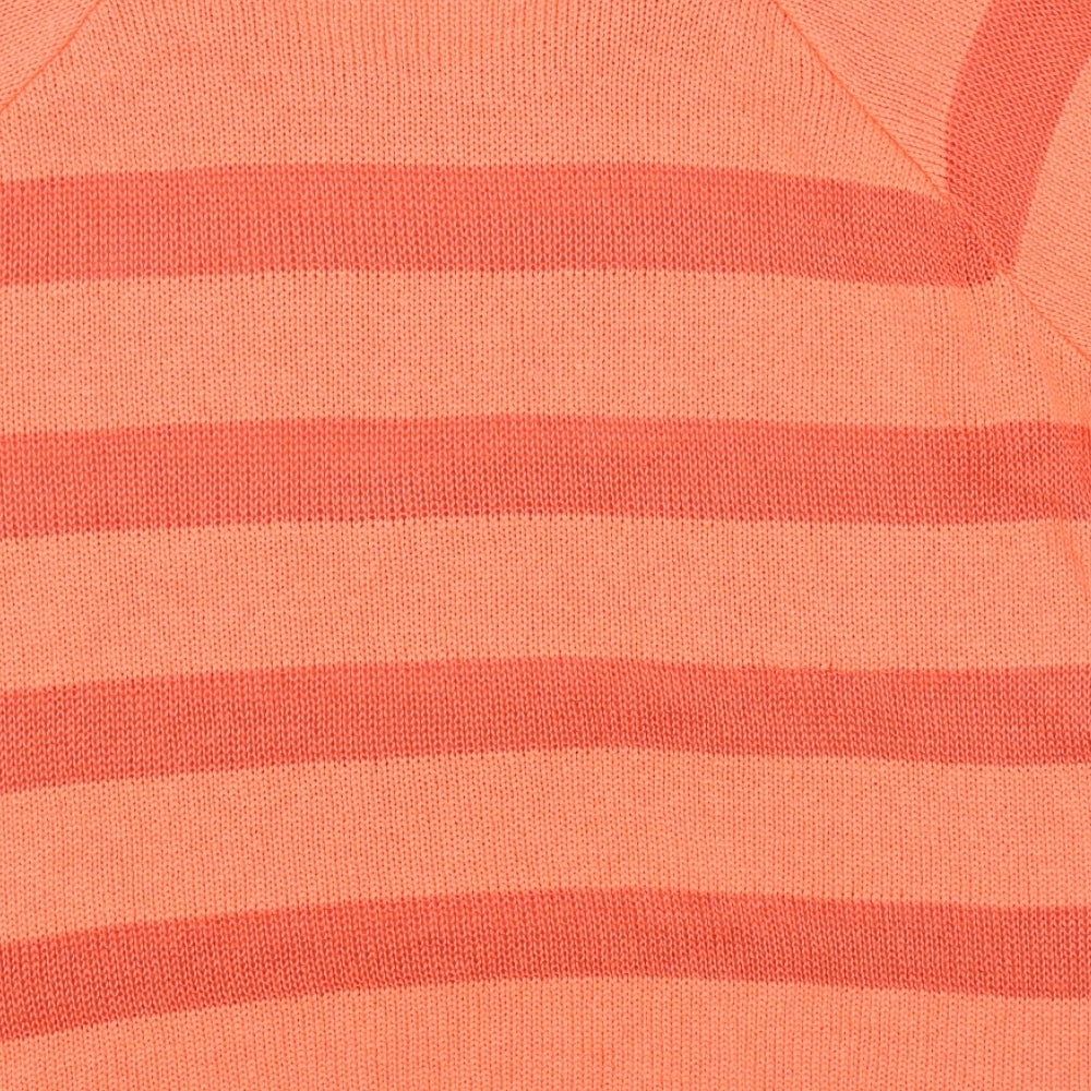 George Womens Orange Crew Neck Striped Acrylic Pullover Jumper Size 16