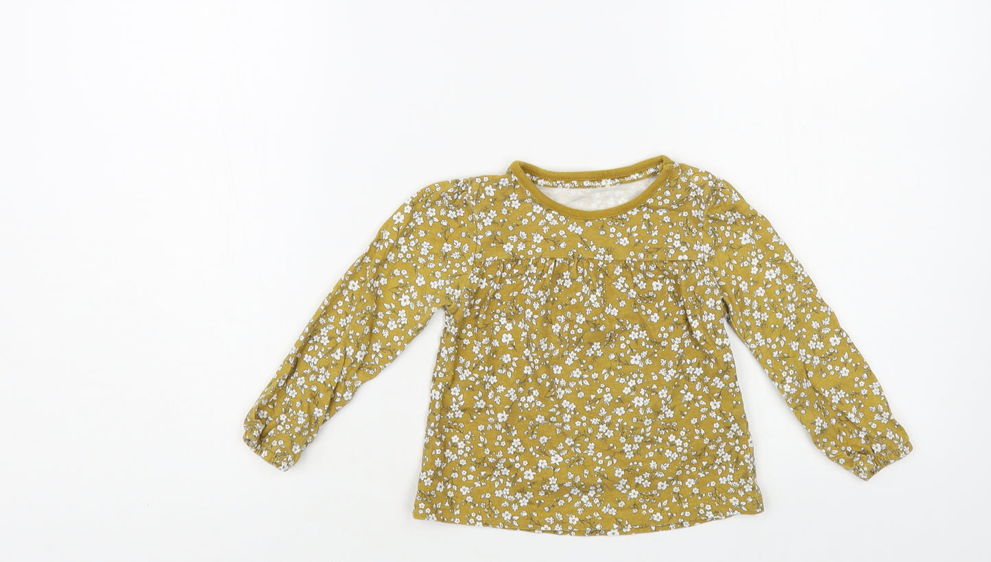 TU Baby Yellow Floral Cotton Pullover T-Shirt Size 12-18 Months Crew Neck Pullover