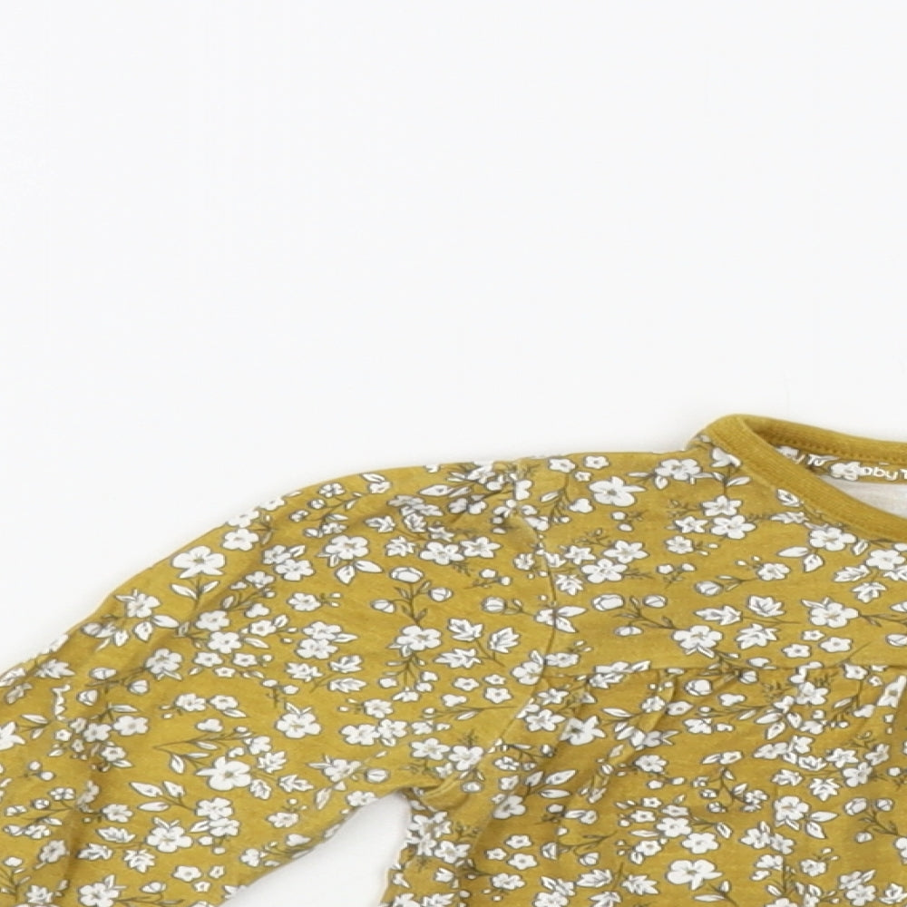 TU Baby Yellow Floral Cotton Pullover T-Shirt Size 12-18 Months Crew Neck Pullover