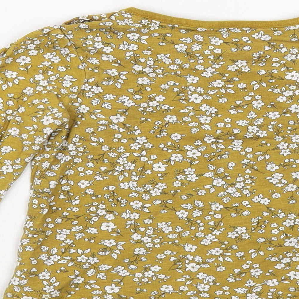 TU Baby Yellow Floral Cotton Pullover T-Shirt Size 12-18 Months Crew Neck Pullover