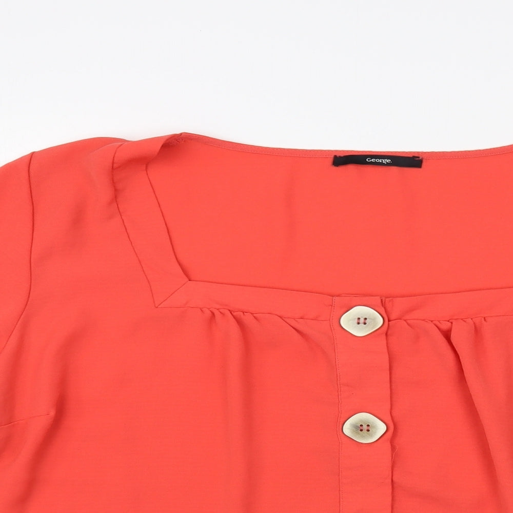 George Womens Red Polyester Basic Blouse Size 22 Square Neck
