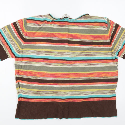 CC Petite Womens Multicoloured V-Neck Striped Viscose Cardigan Jumper Size XL