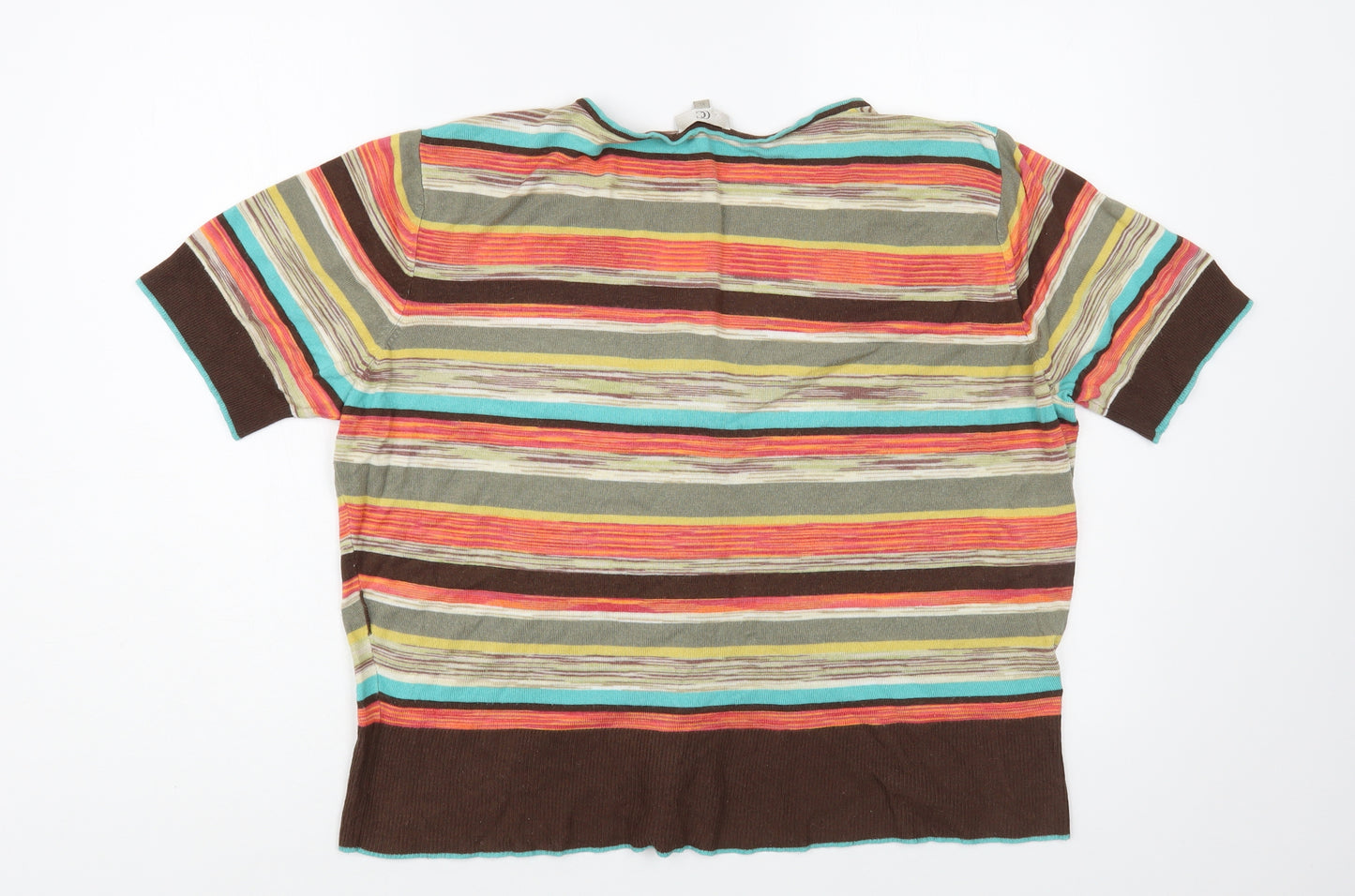 CC Petite Womens Multicoloured V-Neck Striped Viscose Cardigan Jumper Size XL