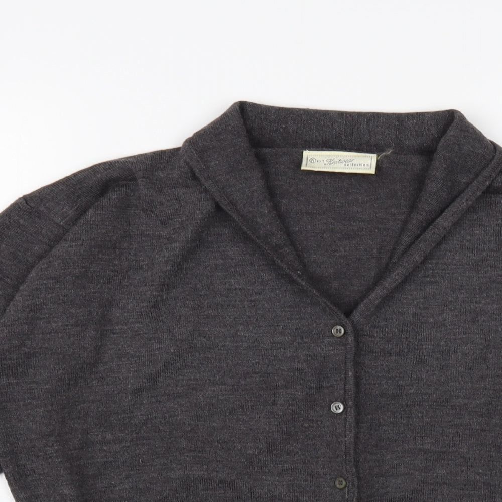 NEXT Womens Grey Collared Acrylic Cardigan Jumper Size M