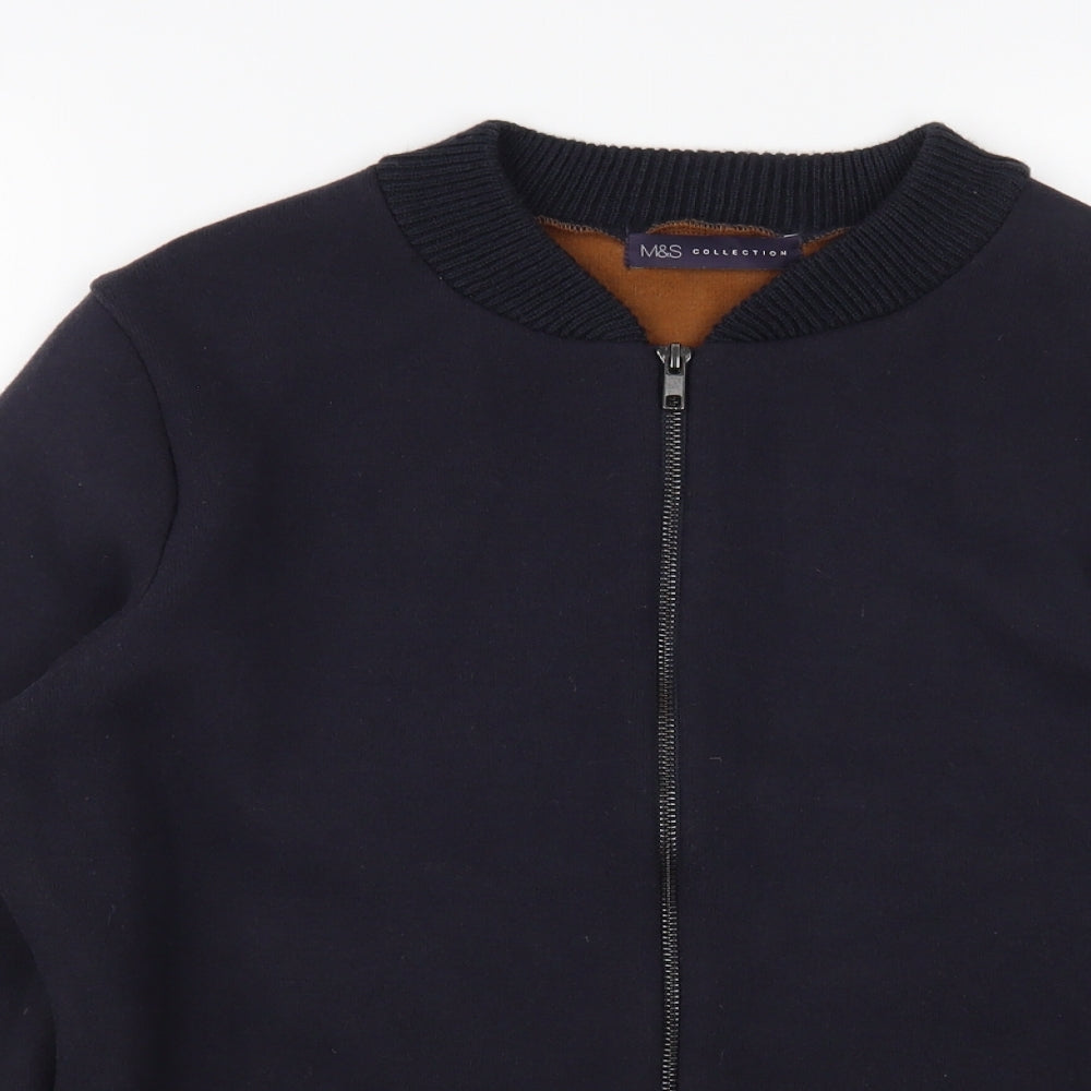 Marks and Spencer Womens Blue Bomber Jacket Jacket Size M Zip