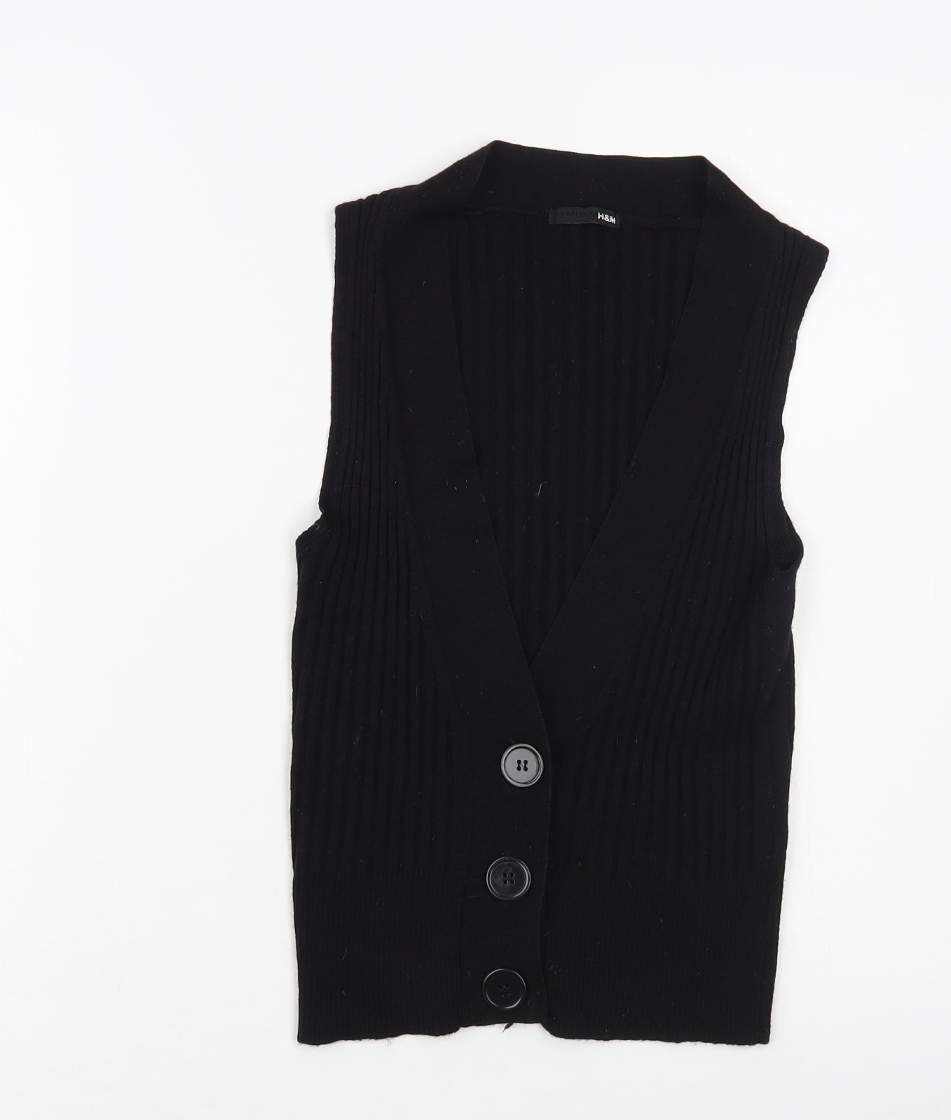 H&M Womens Black V-Neck Acrylic Vest Jumper Size XS