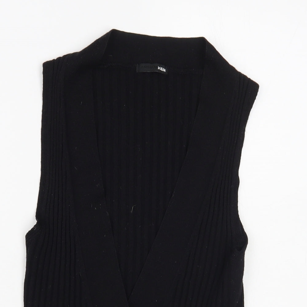 H&M Womens Black V-Neck Acrylic Vest Jumper Size XS